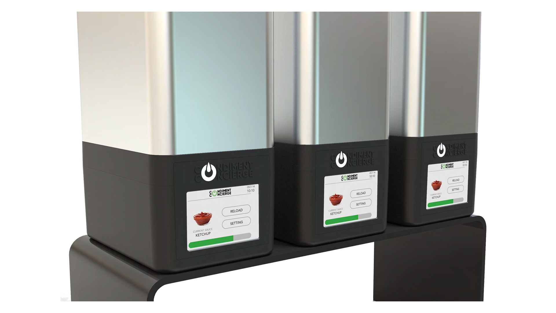 Close-up of the stainless housings and lower displays in the supplied product rendering